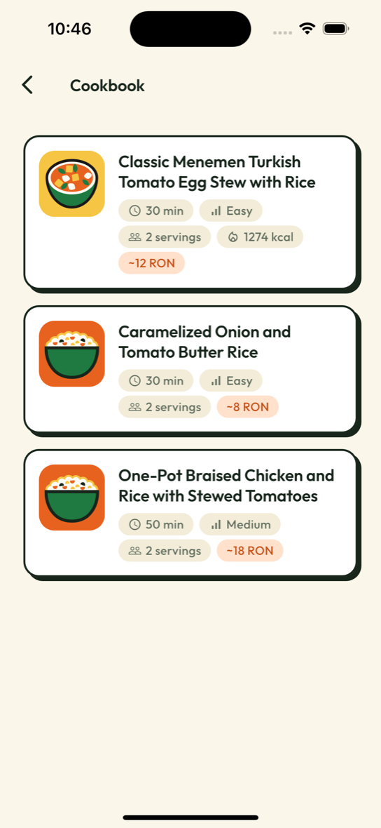 Saved recipes cookbook